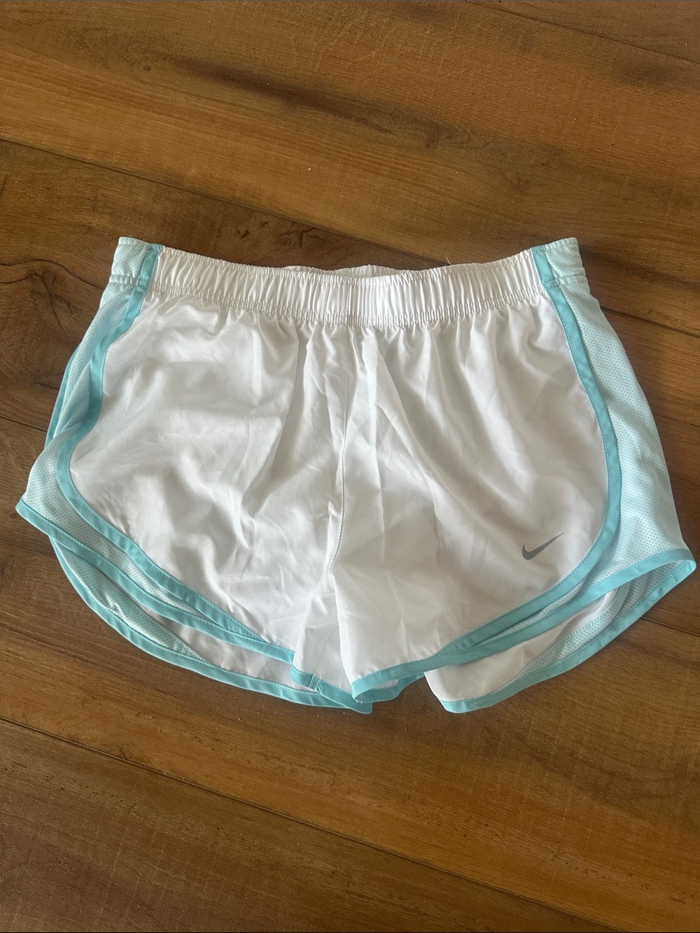 Nike White Shorts with Light Blue Trim